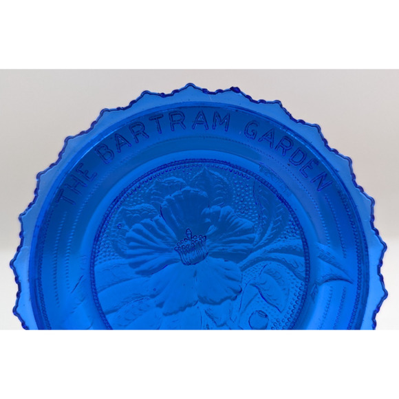 The Bartram Garden Philadelphia Glass Window Decor Pairpoint Cup Plate Blue - Picture 2 of 9